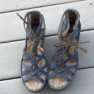 Fly London Lace UP Wedge Sandal Size 38